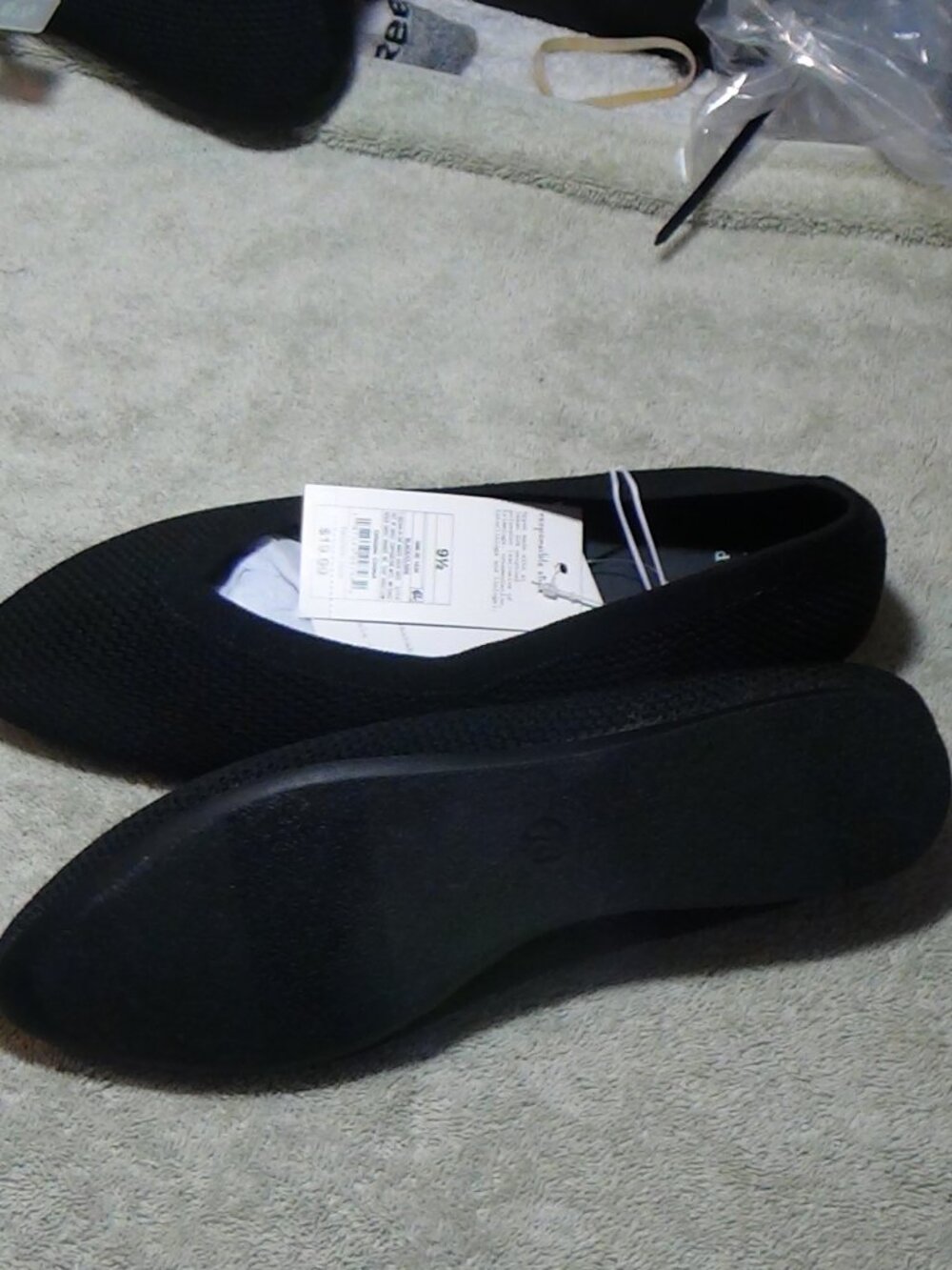 Women's Claire Knit Mary Jane Washable Ballet Flats - A New Day Black Size 9.5